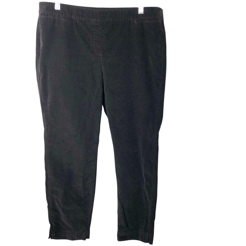 J. Jill Women's Corduroy Brown/Black Elastic Waist Pull-On Pants Size 14 Petite